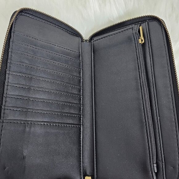 Universal Thread Vegan Pebble Leather New Zip Around Large Black Wallet - Picture 3 of 5